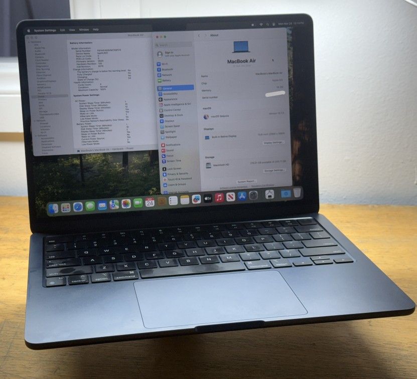 MacBook Air M3 13inch 16GB RAM 256GB SSD ~ %100 Battery Health