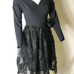 Vintage Seymour Raisin brand size small black dress ! STUNNER !