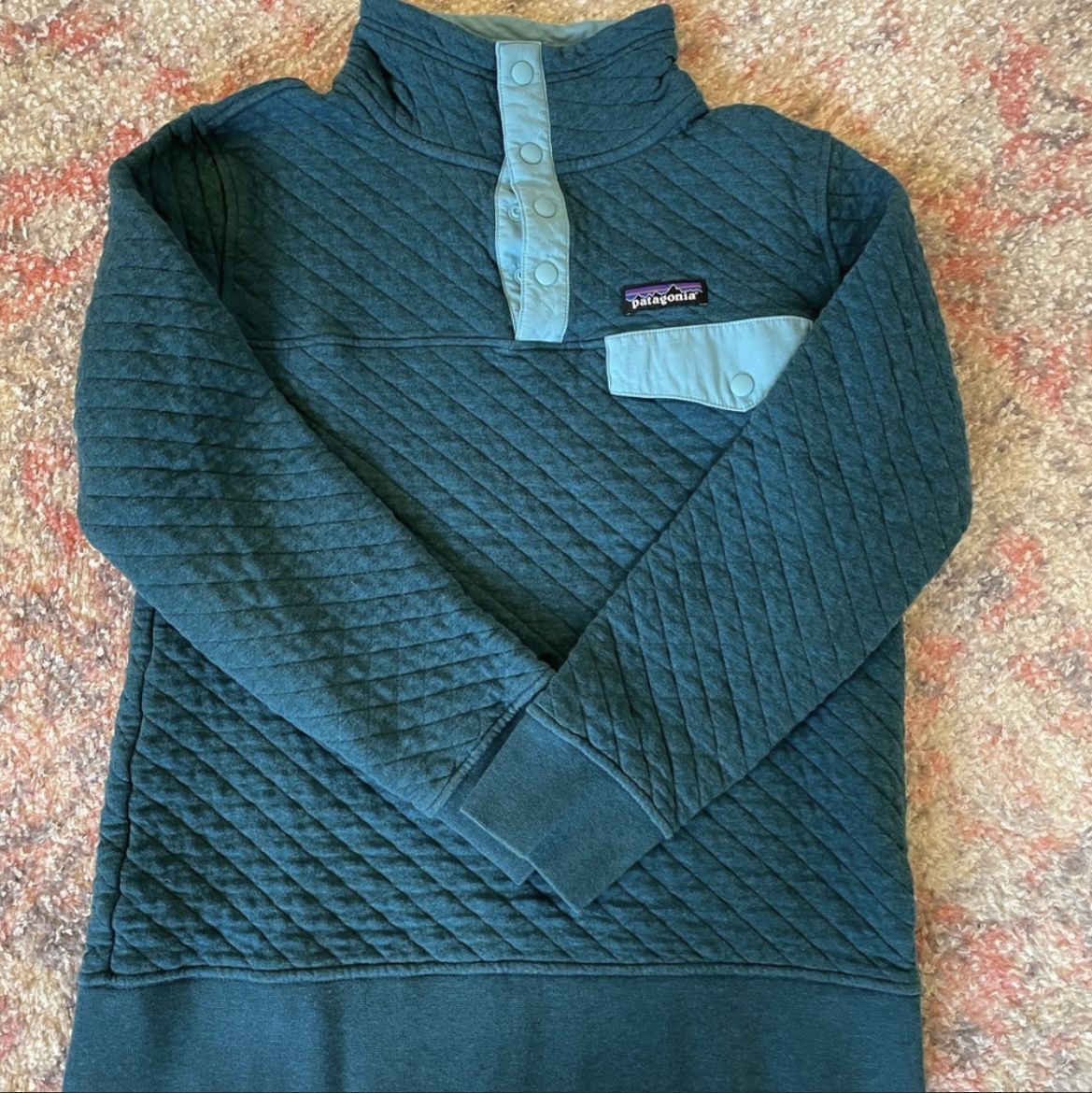 Like New Patagonia Womens Organic Cotton Quilt Snap-t Pullover Teal