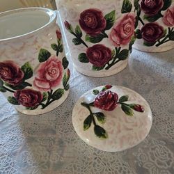 Ceramic Floral Cookie Jars Set of 4