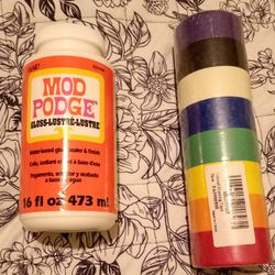 Mod Podge & Rainbow Masking Tape 