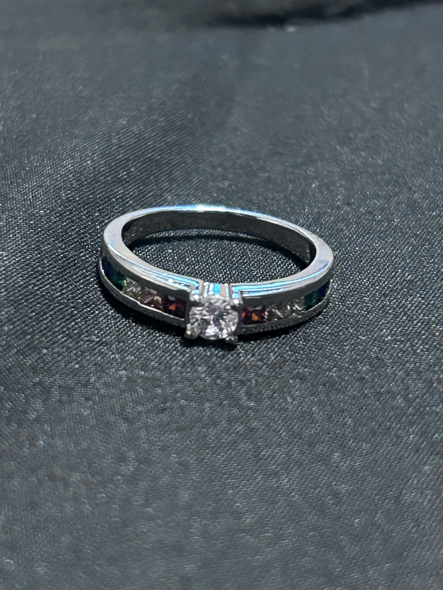 Sterling Silver Ring - White And Multicolor CZ
