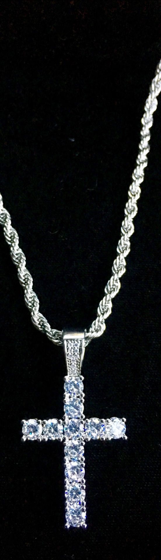 EXCLUSIVE CROSS 18K GOLD FULL DIAMONDS CZ NEW CHAIN MADE IN ITALY!