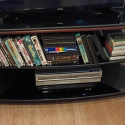 Black Glass And Wood Entertainment Center 