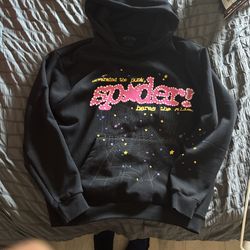 Sp5der pink hoodie size large in men’s