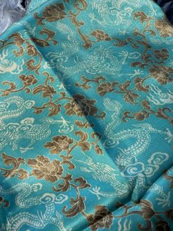 Dead stock dragon peony floral print satin charmeuse fabric 3 yards X 5’