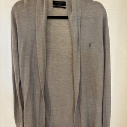AllSaints RamSkull Merino Wool Open Cardigan