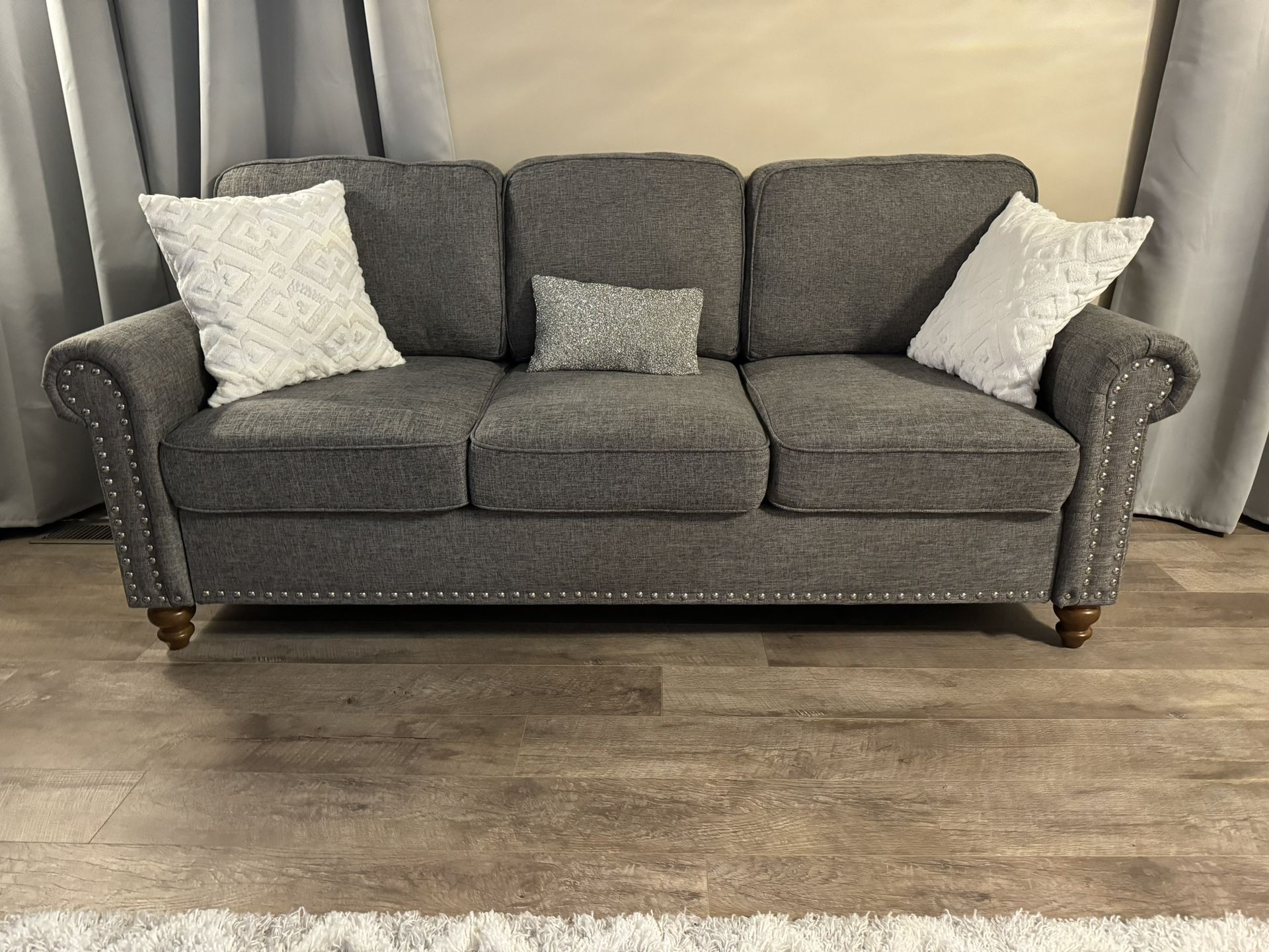 Light Grey Linen Sofa 78 In. (x2)