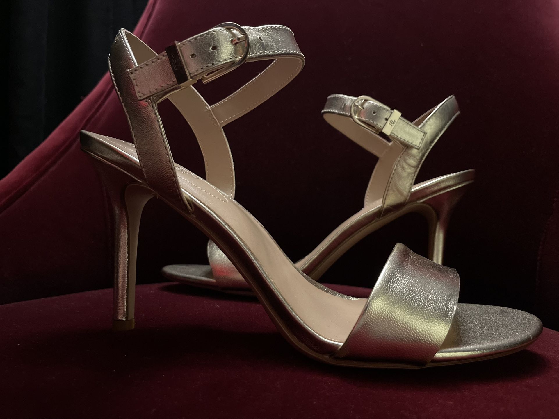 Ralph Lauren Sz 9.5 Gold Kidskin Leather Heels