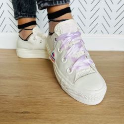 🤩Converse 7 Women Chuck Taylor All Star Low Top Sneakers Cream/Lavender A10301C