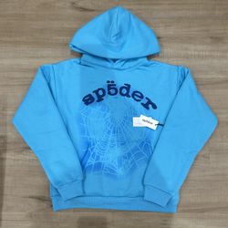 light blue spider hoodie size small