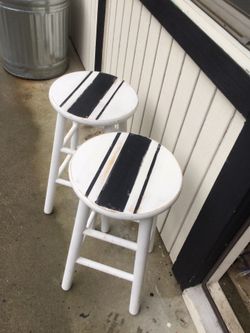 Black granary striped farmhouse stools