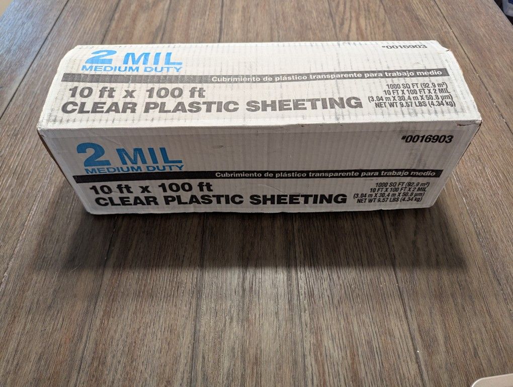 2 MIL Medium Duty 10ft x 100ft Clear Plastic Sheeting