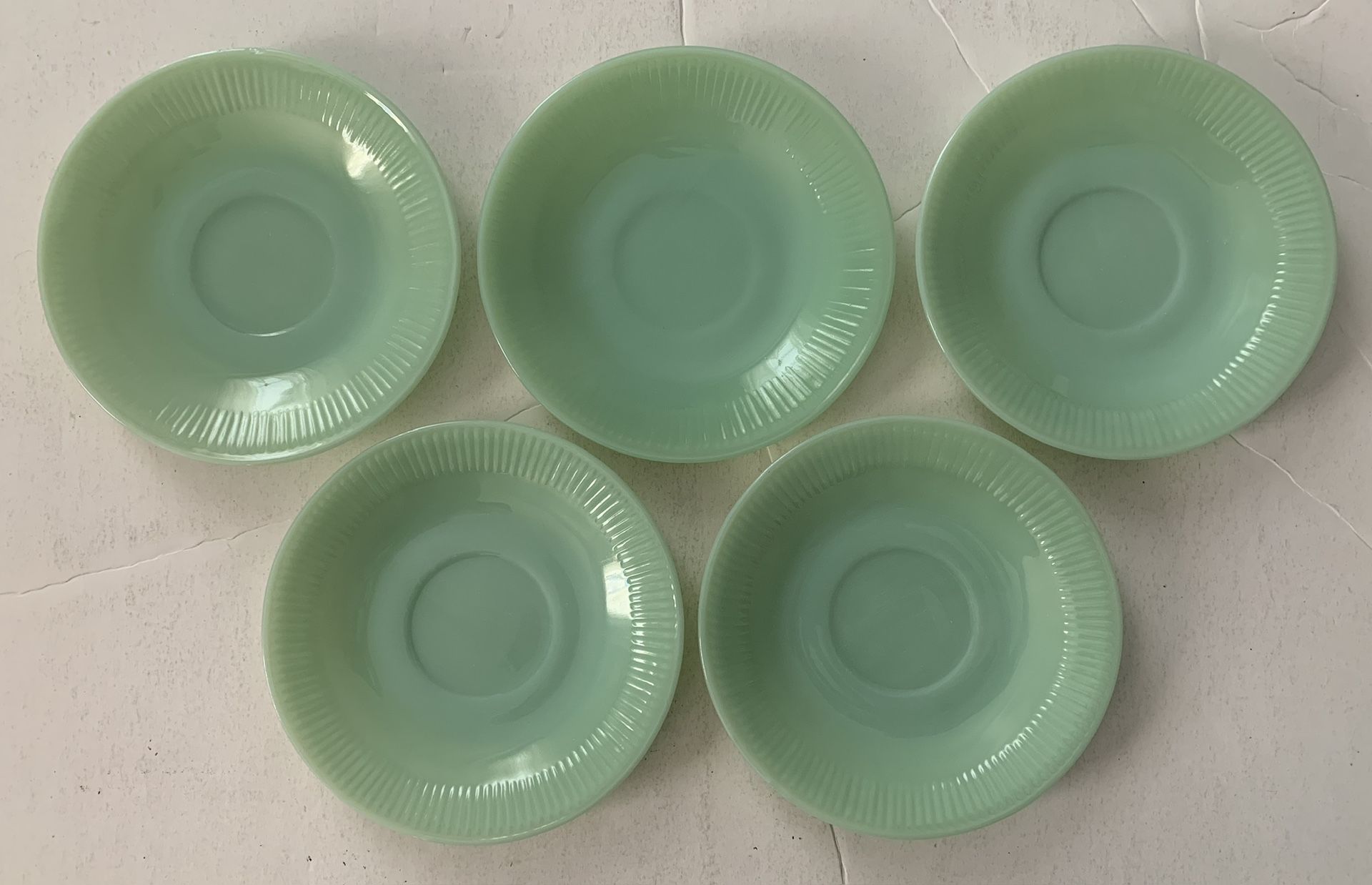 Vintage Fire King Jadeite Green Oven Ware 5 3/4" Saucer Plate Lot of 5