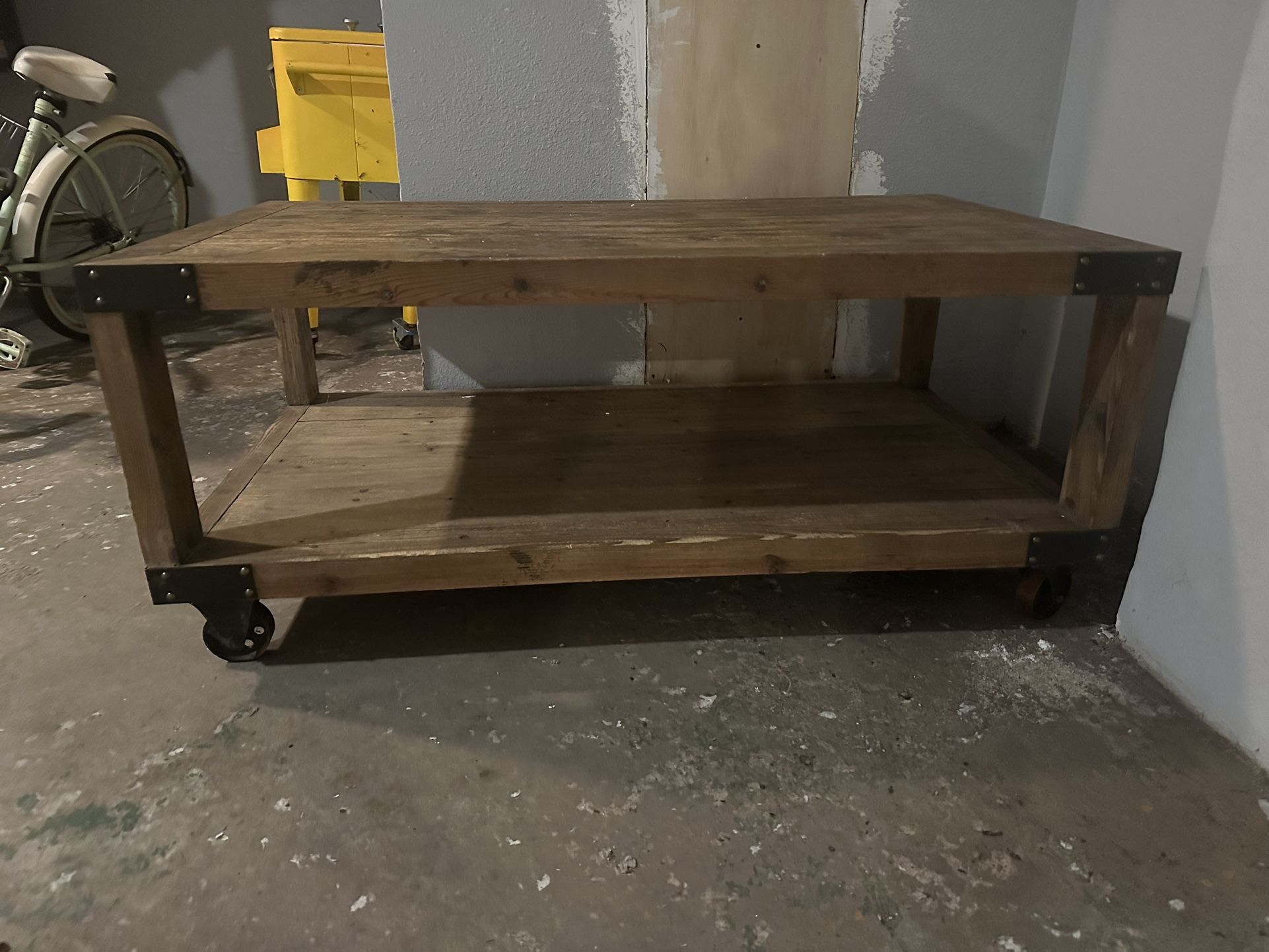 Wooden Rolling Coffee Table