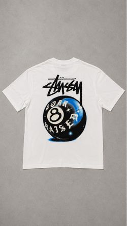 White & blue stussy tee shirt