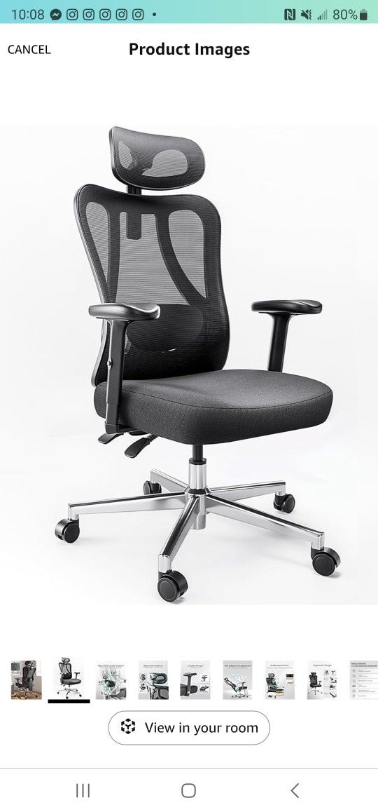 Ergonnomic Office Chair with 2D Adjustable Lumbar Support, Office Chair with Adjustable Headrest and Armrest, 145° Stepless Tilt Function, Black,All Products : American Fashion Style Bags On Sale