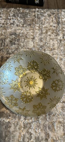 Gold Snowflake Glass Decorative Bowl