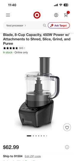 BLACK+DECKER 8-Cup Food Processor 450W