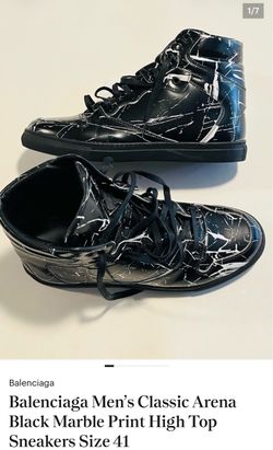 Balenciaga Arena High Top Marble Print Sneakers