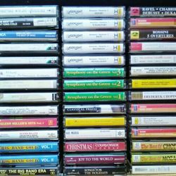 Classical and big band tapes in case with blank tapes in case 
