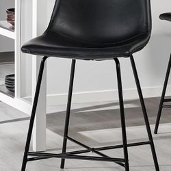 Faux black leather counter stools