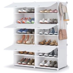 6 Tier Shoe rack- White