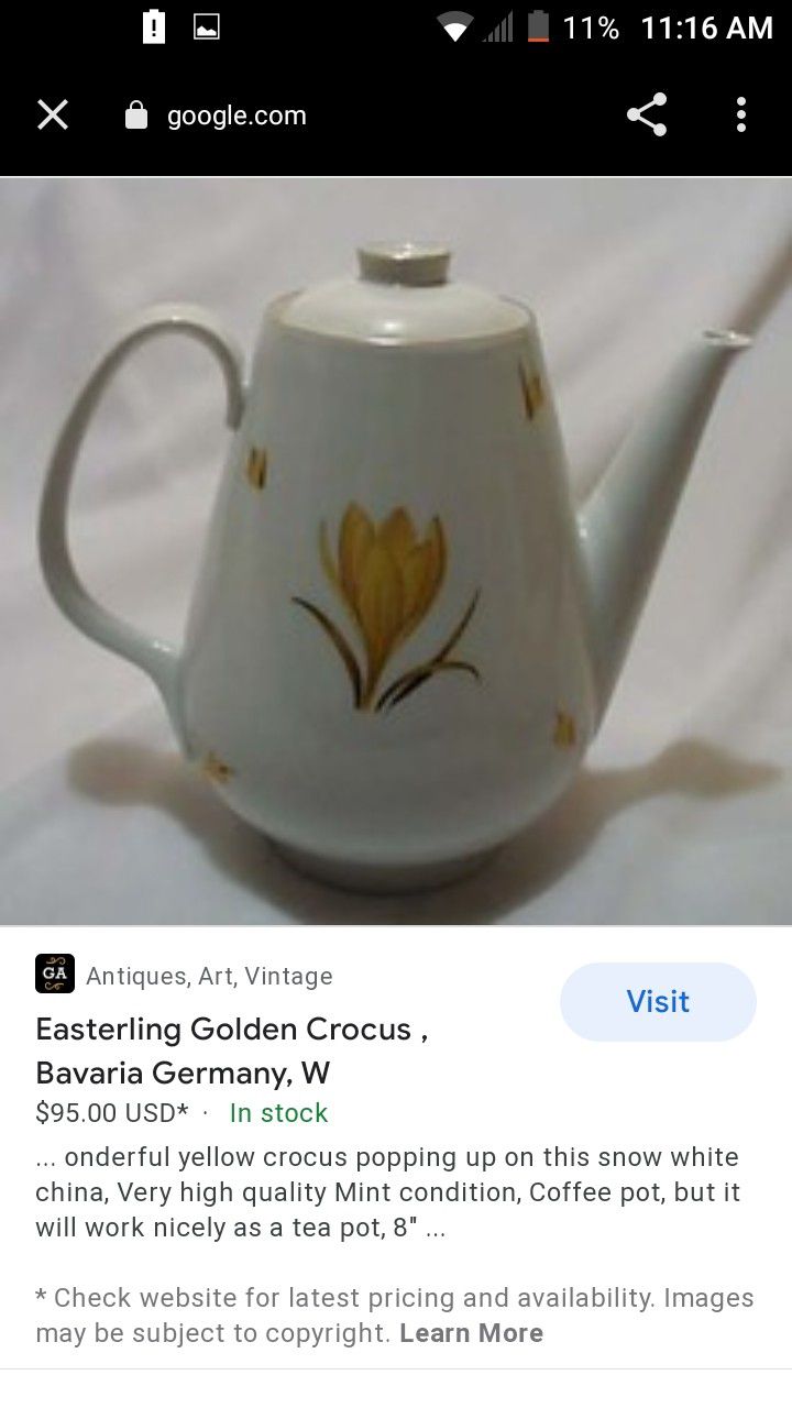 Easterling Golden Crocus COMPARE PRICE Vintage Coffee Teapot