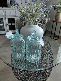 2 beautiful glass jars