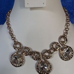Statement Rhinestone  Silver Necklace/ Choker