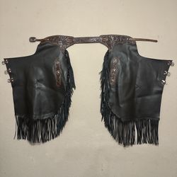 NEW CUSTOM HANDMADE LEATHER WESTERN CHINK CHAPS FOR MEN MÉDIUM SIZE  LIKE NEW CONDITION  