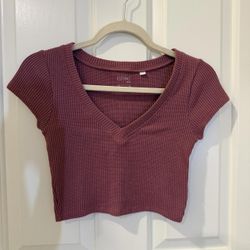 PacSun Ribbed V Neck Short Sleeve Top