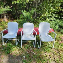 Three Vintage Metal Garden Chairs