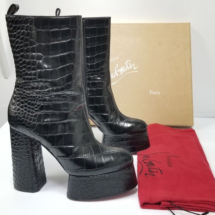 Christian Louboutin Calfskin Crocodile Embossed Izamayeah 130