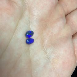 One Pair Of Black Opal Cabochons