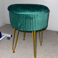 Green Suede Decorative Stool