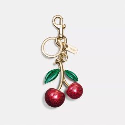 New Coach Metal Cherry Keychain / Bag Charm (Sparkly Red)
