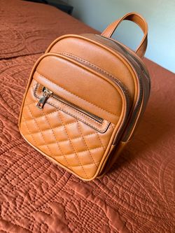 Brown Mini Quilted Faux Leather Backpack