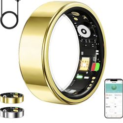 Smart Fitness Ring with Charger—Gold color, Size: 9
