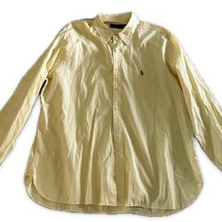 Ralph Lauren Shirt Mens 18/46 Yellow Long Sleeve Button-Down Classic Fit XL