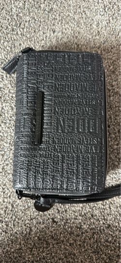 Steve Madden Black Logo Zip-Around Wallet