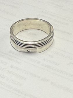 Men’s Sterling Silver Engine Piston Ring Wedding Band Size 12