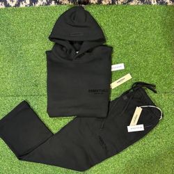 Fear of God ESSENTIALS Hoodie & Sweatpants Set – Black – Size XL (New)