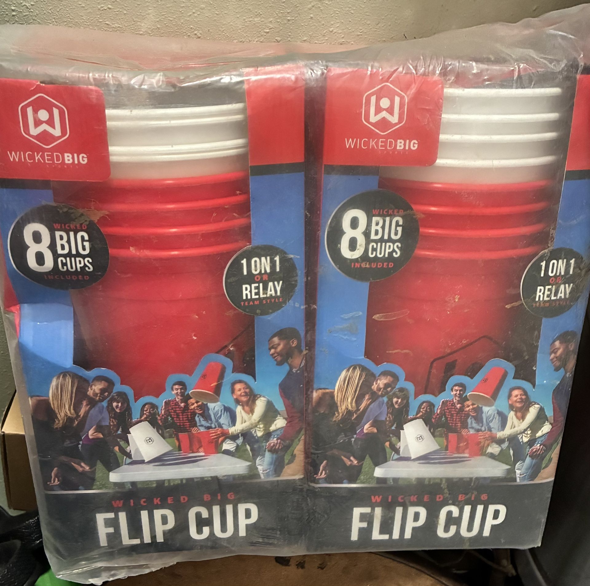 New 2 sets big flip cup game wicked big. CASH ONLY