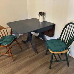 Folding Extending Vintage Dining Table W/ Chairs
