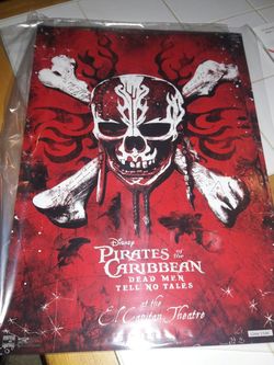 Brand new rare pirates of the Caribbean dead men tell no tells el Capitan poster.