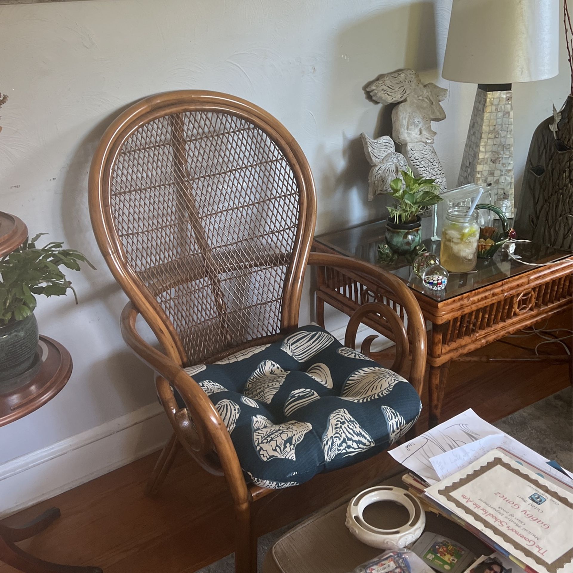 Vintage wicker chair perfect for spring sun room 