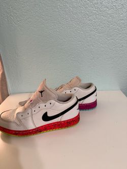 Air Jordan 1 Low White Multicolor Sole Sneakers
