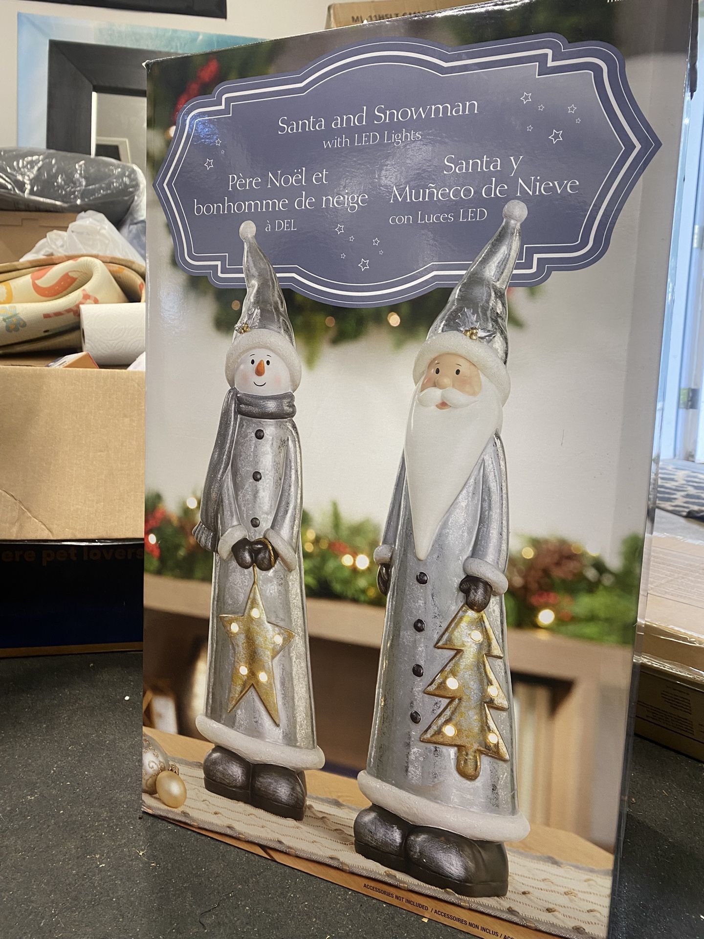 Santa And Snowman With Led Lights