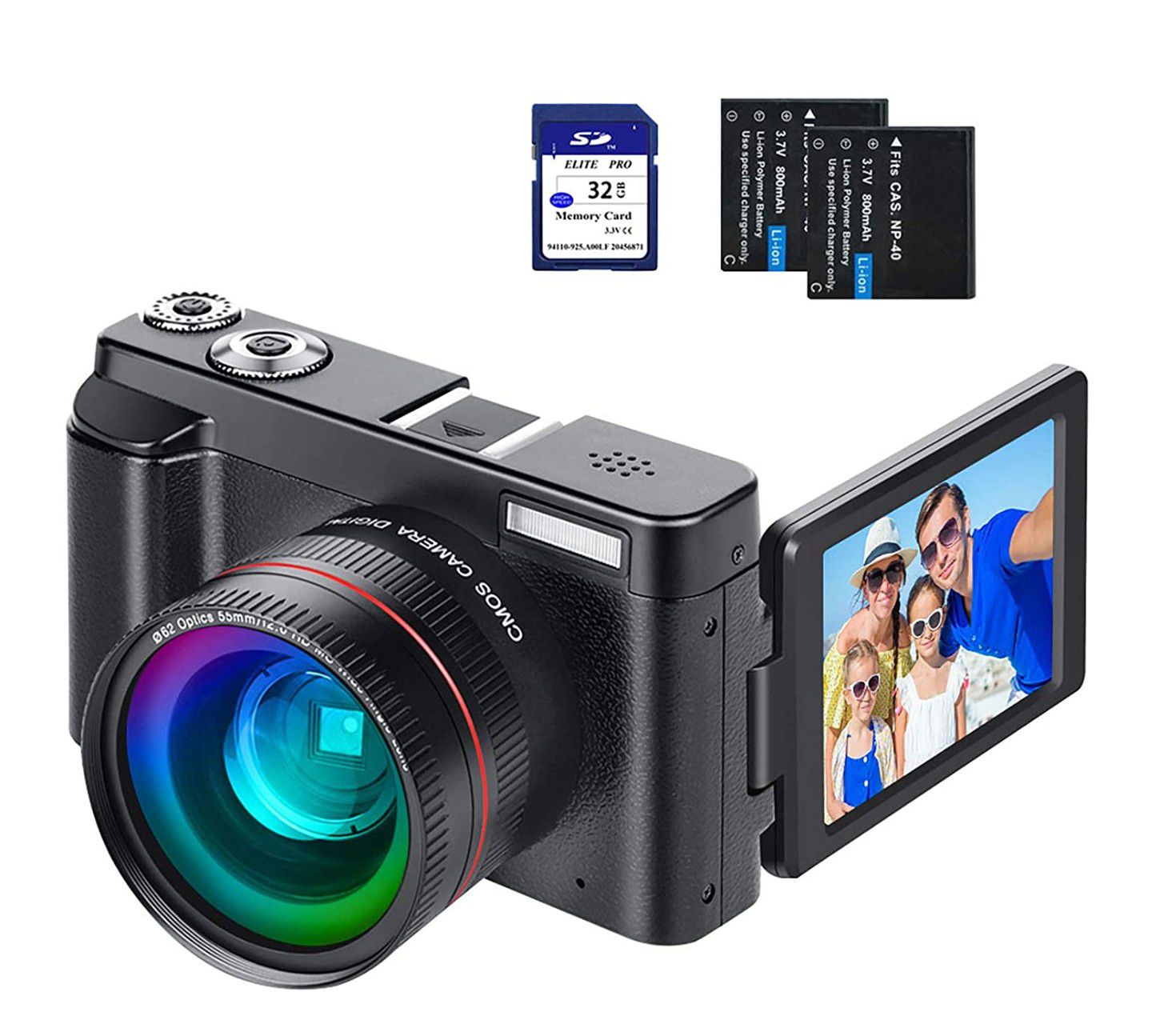 Digital Vlogging Camera YouTube Vlog Camera HD 1080P 30FPS 24MP Camcorder with 3.0" IPS Flip Screen, WiFi Function, Wide Angle Lens,16X Digital Zoom